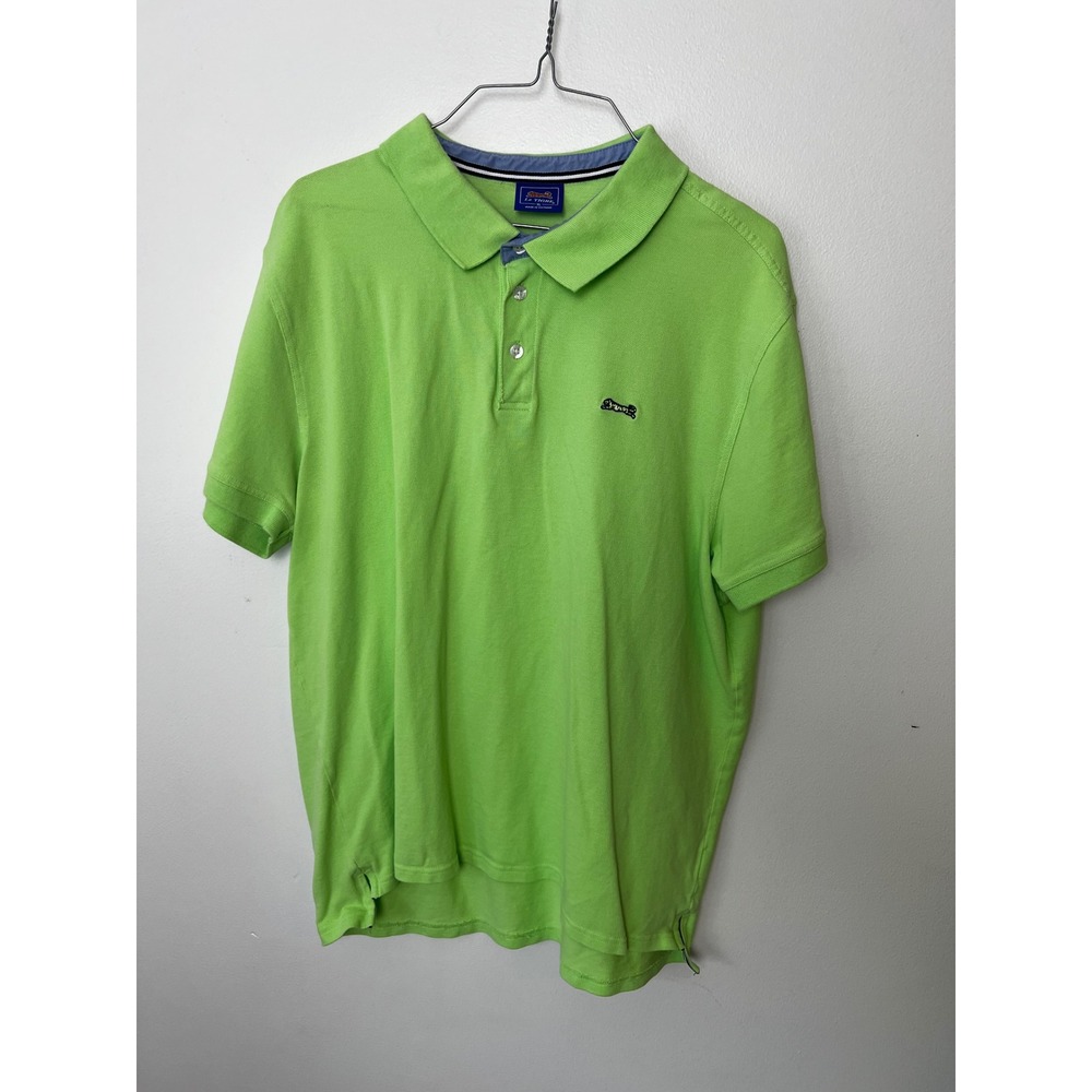 Le Tigre Mens XL Lime Green Short Sleeve Pique Cotton Polo Shirt‎ Tiger Logo